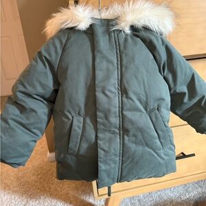 H&M Kids Jacket with Faux Fur Trim - Green